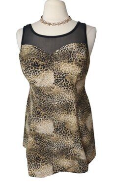 Shore Shapes Womens 18 Swim Dress Swimsuit Slimming Animal Print Tummy Cntrl